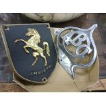 Vintage ABC Car Badge, Cast Iron ' The Lion Lawn Mower ' Plaque and Invicta Plaque