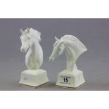 Two Royal Worcester White Glazed Horse Busts - Phaethon and Bronte