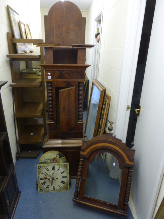 19th century Mahogany Inlaid Loncase Clock with painted face marked Swansea and seconds dial