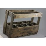 French wooden 10 section bottle carrier marked A.Lecompte Saint-Junien