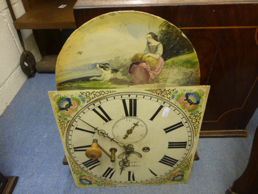 19th century Mahogany Inlaid Loncase Clock with painted face marked Swansea and seconds dial - Image 2 of 2