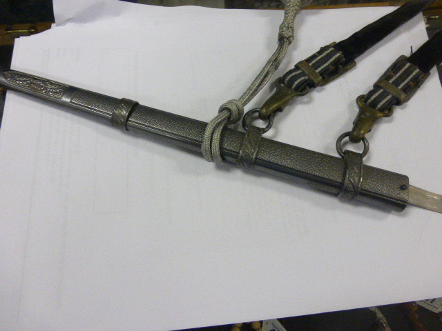 German Luftwaffe Dress Dagger, possibly reproduction parts, with replaced blade and attached World - Image 5 of 6