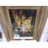 Oil painting of two kittens signed J. Arnott dated to verso June 12/32