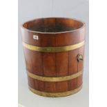 Brass Bound Wooden Bucket with Ring Handles