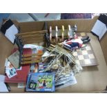 Mixed lot to include boxed Casio TV, miniature bench, ceramic toast rack, pens etc