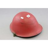 Red Military Helmet dated 1972 from Green Goders Fire Engine