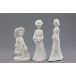 Three Spode White Glazed Figurines by Pauline Shone (one a/f)