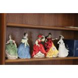 Five Royal Doulton Figurines including Boxed Belle