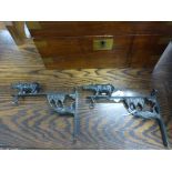 Pair of Art Nouveau Style Metal Wall Brackets with Hooks and Rhinos