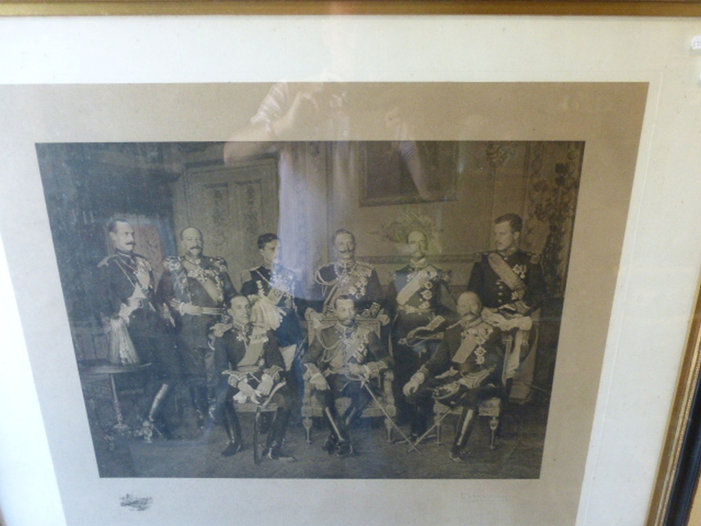 Black and White Photographic Print of George V and other Heads of State signed in pencil by the