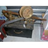 Vintage Metal and Brass Hand Pump with Gauge