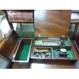 Mahogany Box with Various Drawing Equipment and Tools together with another Mahogany Box