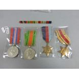 Four WWII medals and bar including Africa Star