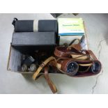 Collection of binoculars and vintage cameras to include binoculars x 4 with vintage brands,