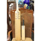 Signed Somerset Cricket Club 2000 Squad Cricket Bat together with a Signed Miniature Hampshire