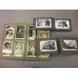 Album of vintage postcards including actresses and risque etc plus 2 albums