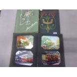 Postcard album with mainly transport theme postcards approx 78 cards plus 2 empty albums