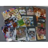 Athletics - Collection of post cards signed by gold medalists and world record holders including