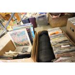 Vinyl - Two boxes of LP's & 45's including Texas, Mr Partridge, Stevie Wonder, Madness etc