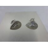 Pair of silver and CZ heart shaped earrings