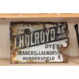 Vintage Double Sided Enamel Advertising Sign ' J Holroyd & Co Limited, Dyers, Cleaners and