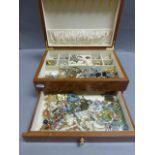 Jewellery Box with Mixed Vintage Costume Jewellery