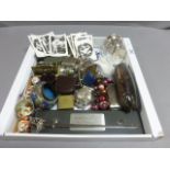 Box of mixed collectables including black & white photos