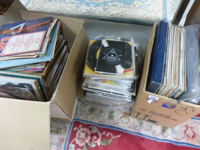 Three Boxed of Mixed Vinyl Records and Music Related Books, Scrap Albums, etc