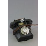 Vintage Black Bakelite Telephone with Drawer