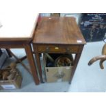 19th century Mahogany Side Table with Drawer to end and raised on square tapering legs with castors