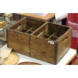 Vintage pine double section bottle crate