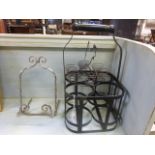 Wrought Iron Four Bottle Carrier together with Wirework Chicken Egg Stand and a Metal Bookstand