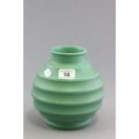 Keith Murray for Wedgwood Matt Green Ribbed Vase