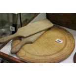 Vintage Wooden Bread Board and Pair of Wooden Butterpats