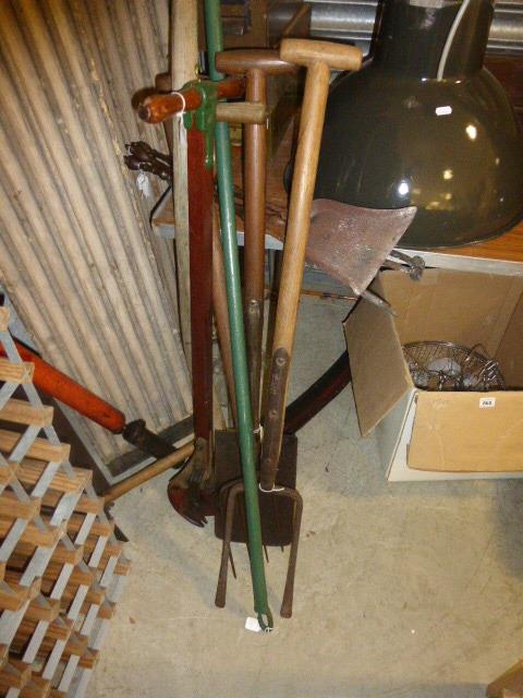 Group of Vintage Hand Tools and Three Wooden Handled Saws