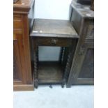 Oak Square Sidetable with drawer and Barleytwist legs