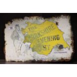 Vintage Double Sided Enamel Advertising Sign ' The Yorkshire Evening Post ' featuring a Yorkshire