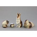 Four Poole Pottery Animals - Rabbit, Doormouse, Duckling and Mouse