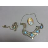 Group of Vintage Stone Set White Metal Jewellery and Costume Jewellery Brooch