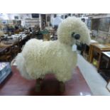 Wooden Sheep Footstool covered in Real Wool