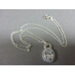 Silver and CZ pendant necklace on silver chain