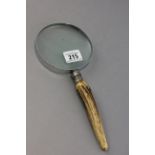 Magnifying Glass with Antler Handle and Silver Band