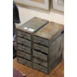 Vintage pair of ten metal drawers