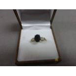 Ladies 9ct gold diamond & sapphire ring