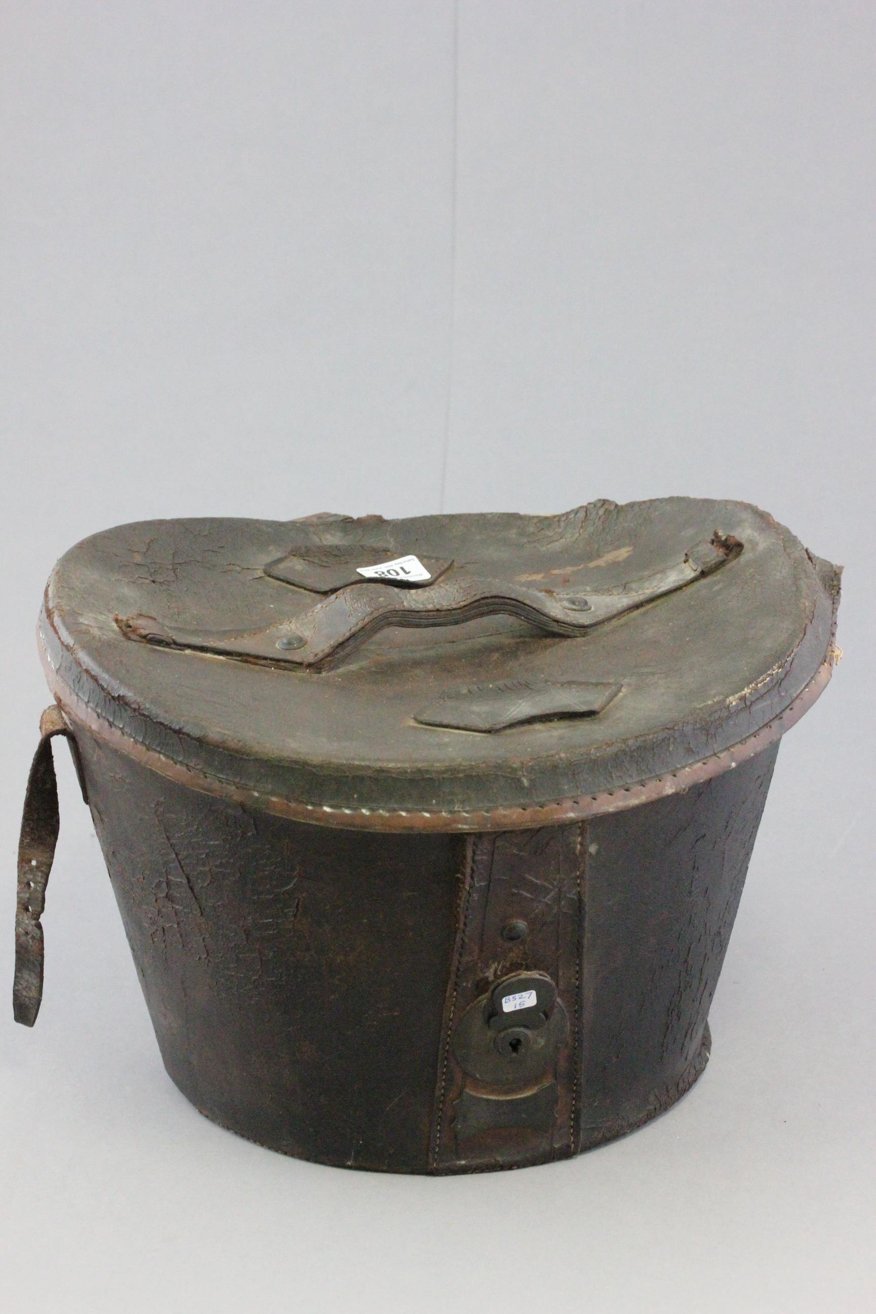 Antique leather hatbox