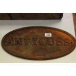 Cast Iron Oval Antiques Sign