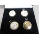 Four silver ladies pocket watches