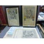 Four World War French Death Certificates including Two Framed and Glazed with Medals