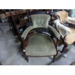 Late Victorian Mahogany Upholstered Salon Tub Chair