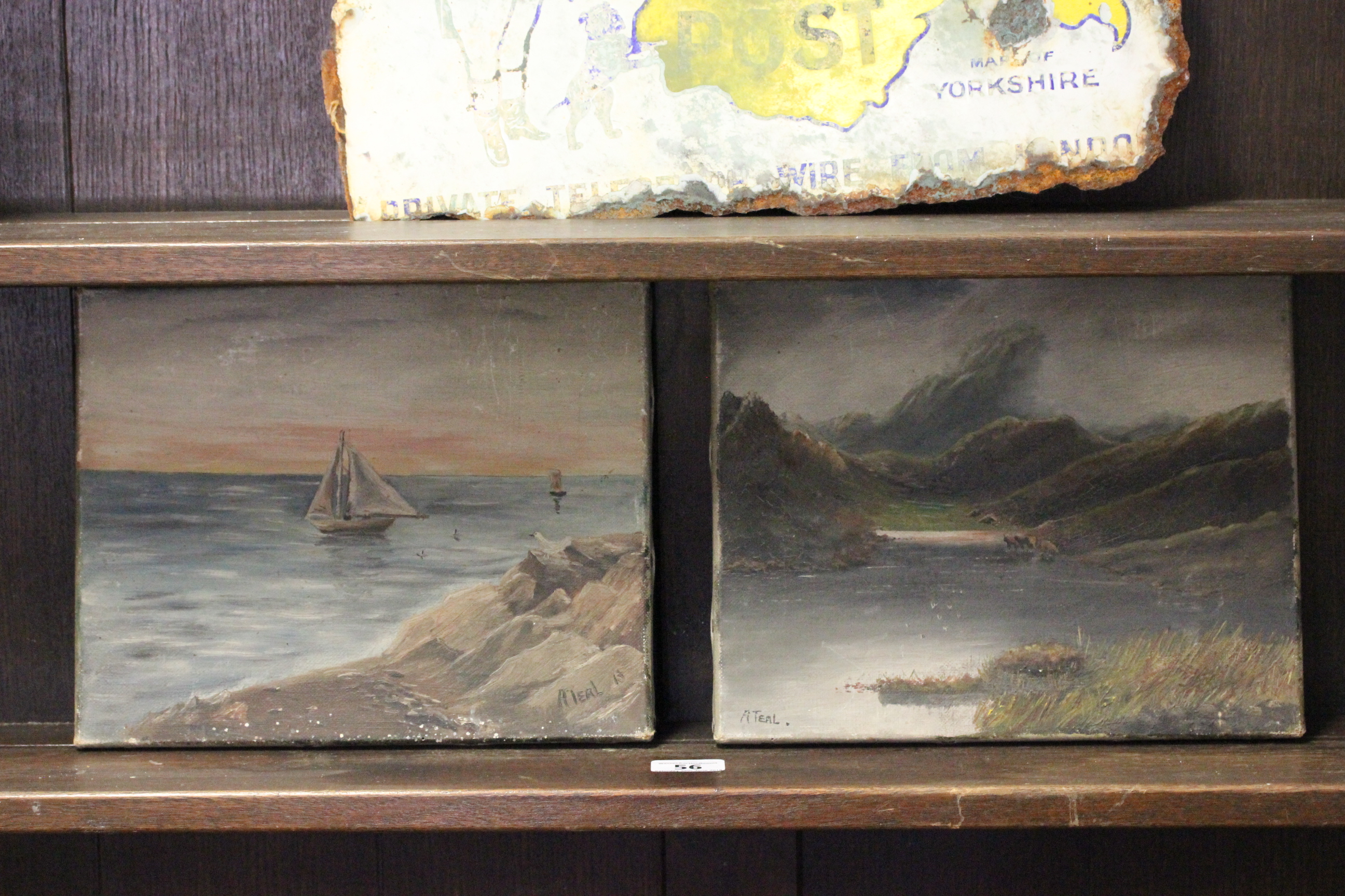 Two Oil on Canvas Paintings, Highland Landscape and Sailing Boat, both signed A Teal